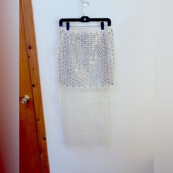 New TORY BURCH Mirror Embellished Double Layer Wrap Skirt - Picture 10 of 12